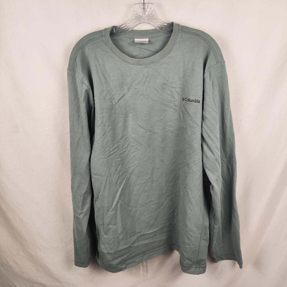 Columbia Shirt Mens XL Green Long Sleeve Logo Tee Casual Outdoor Crewneck